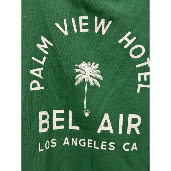 Anthropologie Maeve City Crew Sweatshirt Green Palm View Hotel Size 4x Preppy - Picture 6 of 10